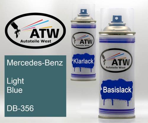 Mercedes-Benz, Light Blue, DB-356: 400ml Sprühdose + 400ml Klarlack - Set, von ATW Autoteile West.